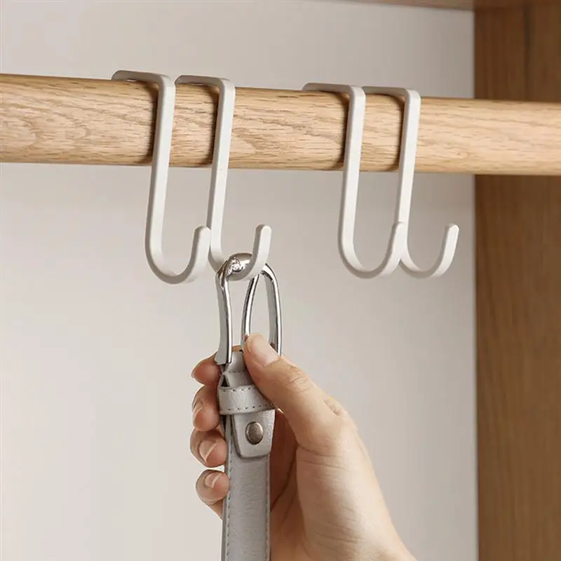 

OUNONA S Shape Hook No Drilling Door Kitchen Hanging Hooks Metal Cabinet Clothes Hanging Hanger Coat Towel Utensils Drawer Rack
