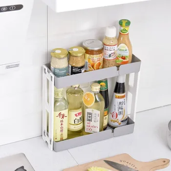 

2 Layer Kitchen Storage Shelf Rack Spices Rack Seasoning Condiments Holder Kitchen Bathroom Organizer