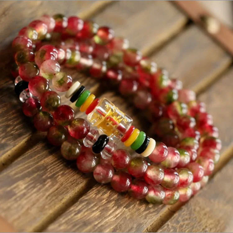 Natural agate bracelet natural beads watermelon 108 men Bracelet beauty | Украшения и аксессуары