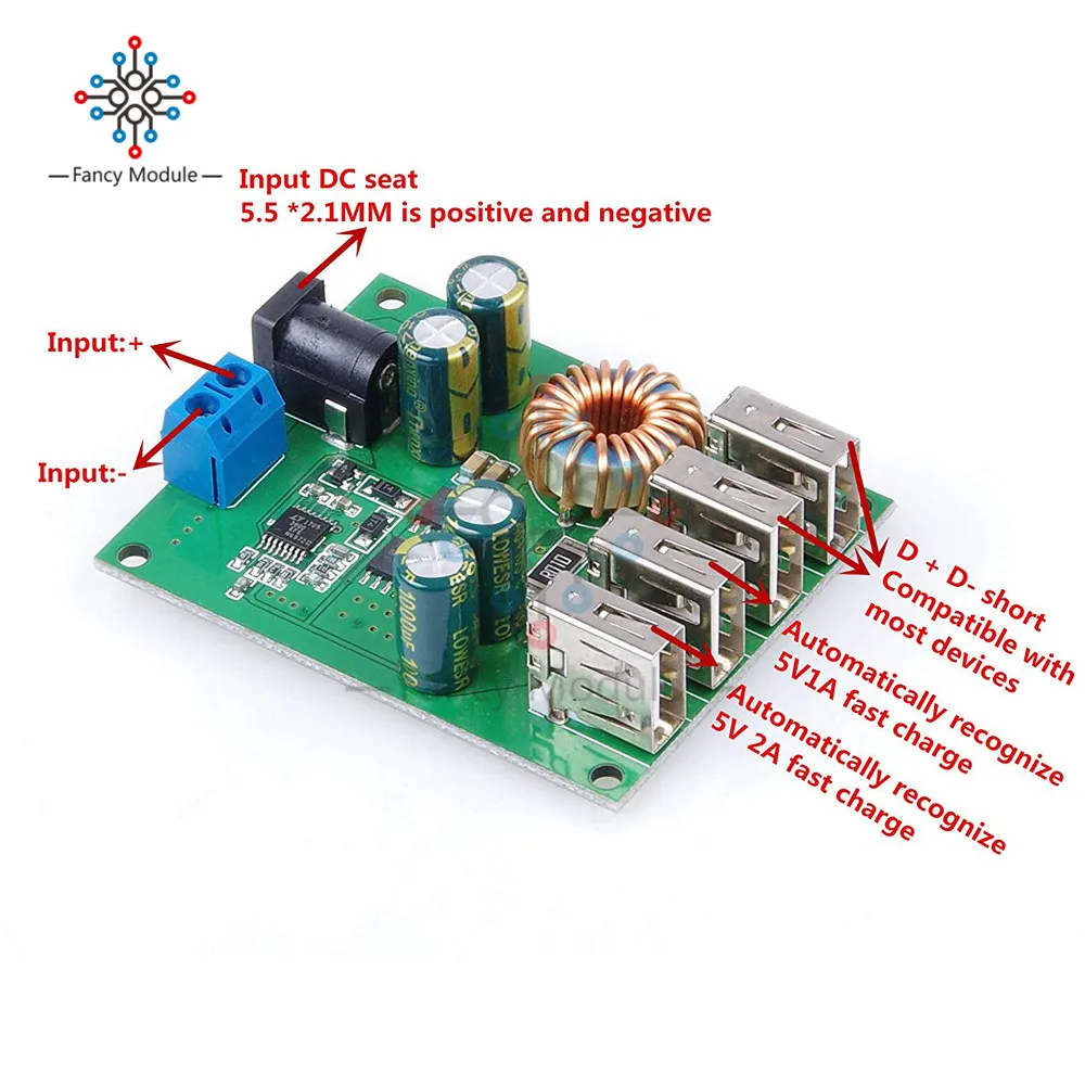 DC 9V 12V 24V 36V 48V 7 60V to 5V регулятор напряжения понижающий преобразователь 5A Вольт
