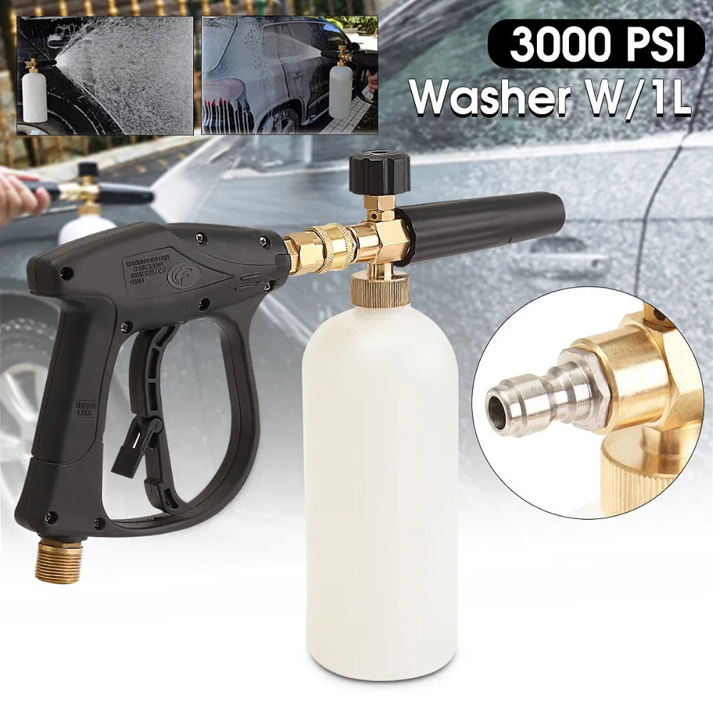 1L 3000PSI High Quality Foam Gun High Pressure Washer Snow Foam Lance Sewer Brush Fittings Clean Gun 9319f air pressure snow foam lance 2l manual fan shaped foam car tire washer household car window wash gardening foam dispenser