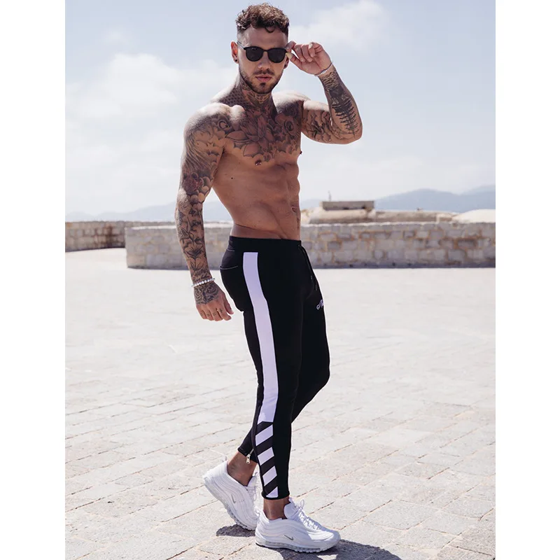

HETUAF 2018 NEW fashion Fitness pants Men Casual Trousers Fashion Fitted zipper street wear hip hop exercise straight man pants