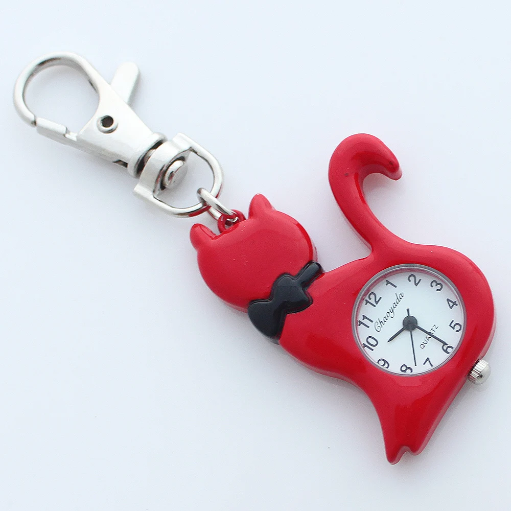 Брендовые модные милые цветные кварцевые часы с кошкой, брелки-цепочки, аналоговые часы, подарки для мальчиков и девочек, высокое качество GL58