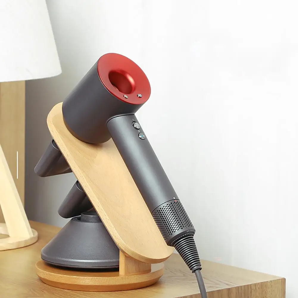 

Wooden Hair Dryer Rack Bathroom Storage Stand Vertical Shelf Free Punch Storage Hairdryer Support Holder For Dyson