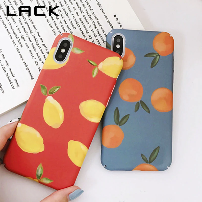 

LACK Cartoon Fruits Phone Case For iphone X Case For iphone 6 6S 7 8 Plus Hard PC Back Cover Retro Orange Lemon Painted Cases