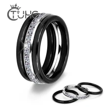 3 шт./компл. современный красочный набор колец безвредны для здоровья Керамика кольца с белым камнем с украшением в виде кристаллов для Для женщин Нержавеющая сталь Горячая кольцо