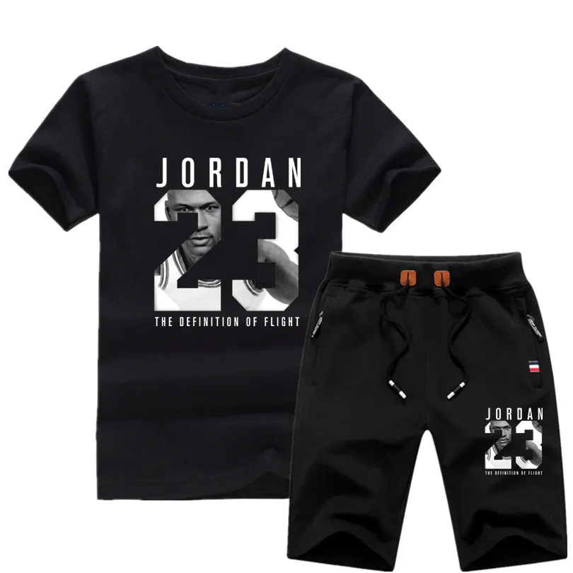 

New casual suit men's summer quality couple sportswear cotton printing Jordan 23 T shirt + shorts two-piece fashion clothing 3XL
