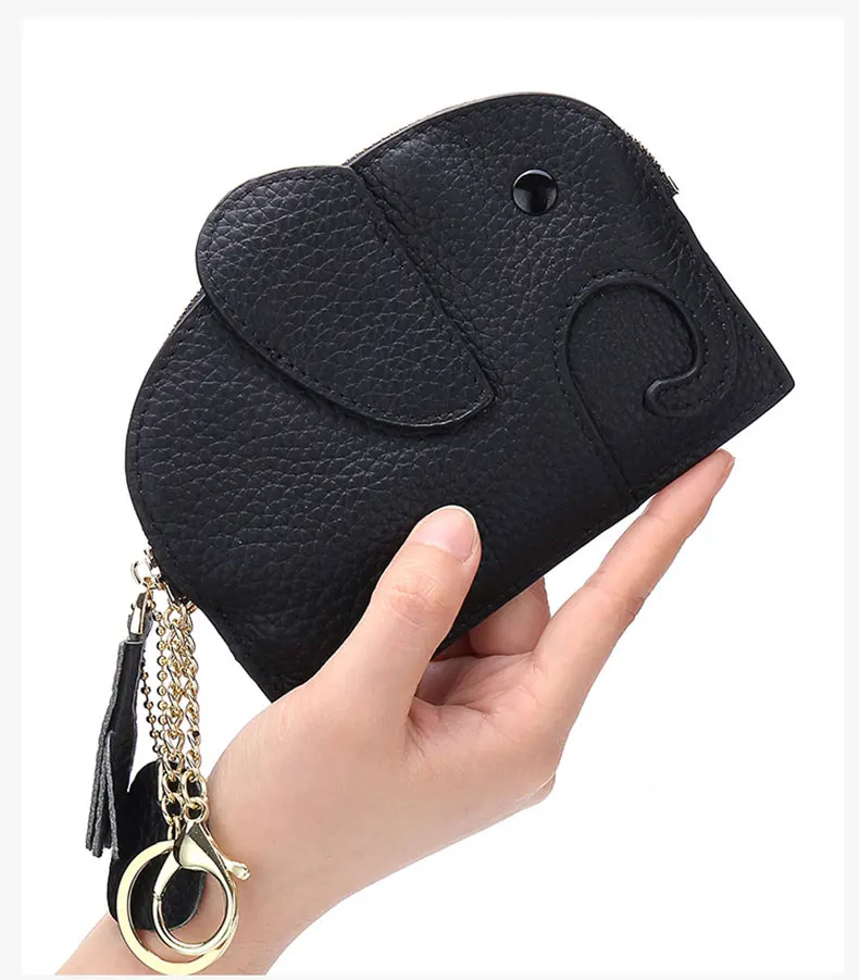 Genuine Leather Women Wallet Ins Creative Small Elephant Female Short Small Slim Wallets Cute Coin Purse Mini Zipper Pocket