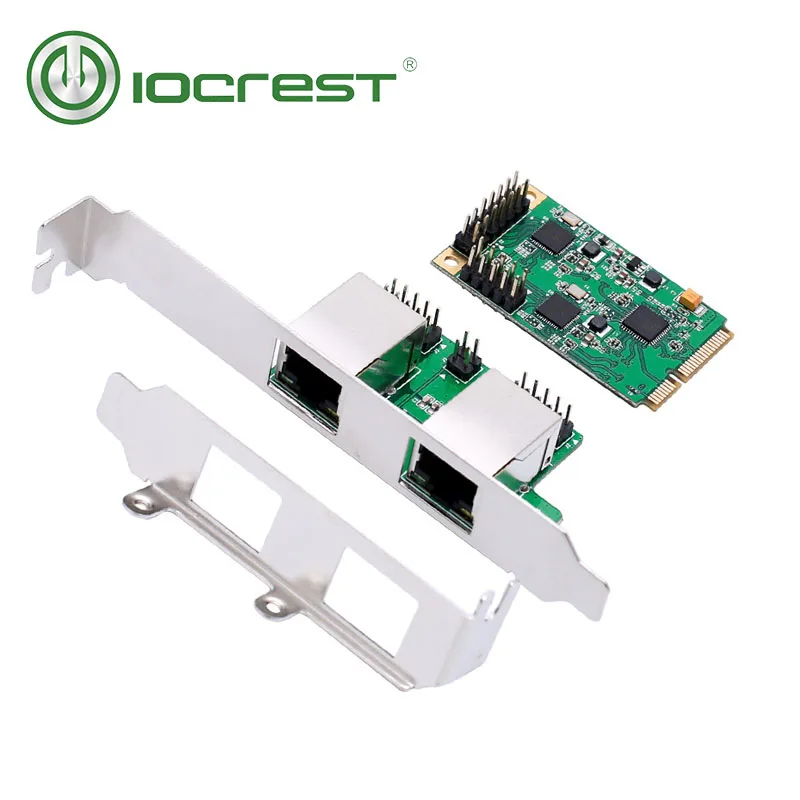 IOCREST мини-pci-express двойной гигабитный ethernet контроллер карты RTL8111 чипов 2 порт rj45 lan 10/100/1000 Мбит/с nic сетевой карты