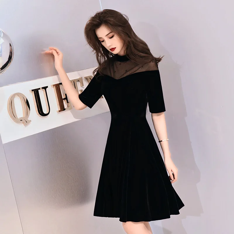 

2019 New Fashion Mesh Neckline Sexy Slim Party Dress Evening Dress Female Chinese Dresss Improved Cheongsam Size S-XXL