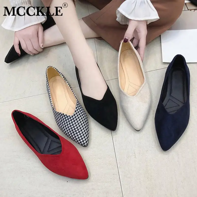 

MCCKLE Women Pointed Toe Spring Ballet Flat Loafers Ladies Slip On Fashion Solid Shallow Shoes Female Comfort Casual Footwear