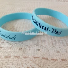 Горячий изготовленный на заказ детский синий сплошной браслет с голубым тестовый Логотип Слова отпечаток продвижение подарок браслет