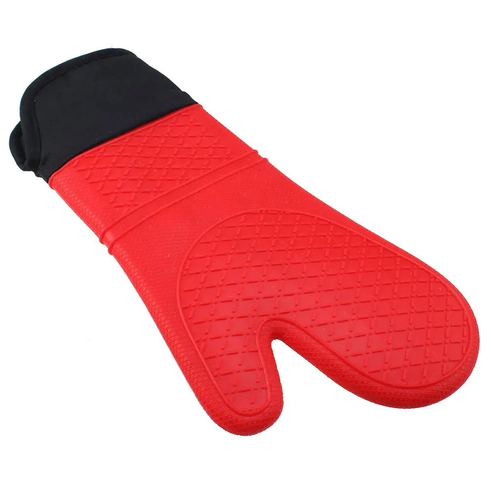 Silicone Oven Mitt Cooking Mitt with Extra Long Canvas Stitching Glove