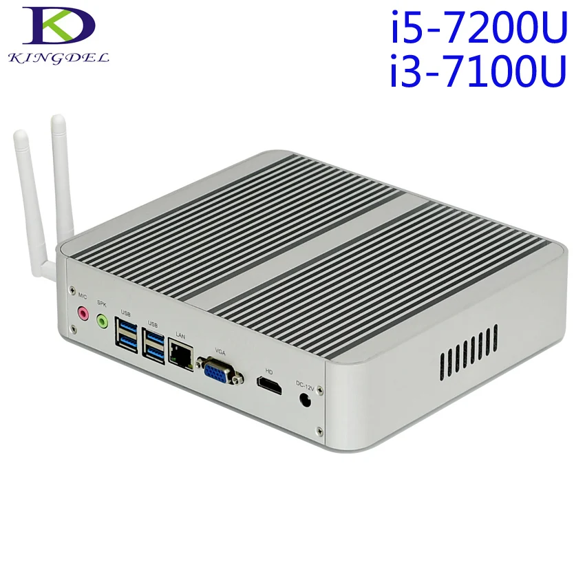 Kingdel Intel KabyLake 7th Gen. i3 i5 Fanless Mini PC,Mini Nettop,4K HTPC,Core i5 7200U i3 7100U,4096x2304,4*USB3.0,Wifi, Win 10