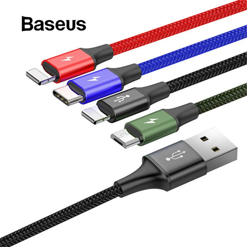 

Baseus All-in-One USB Cable for iPhone X 8 7 6 Plus Fast Charging Cable Micro USB Type C Cable for Samsung S9 S8 Plus