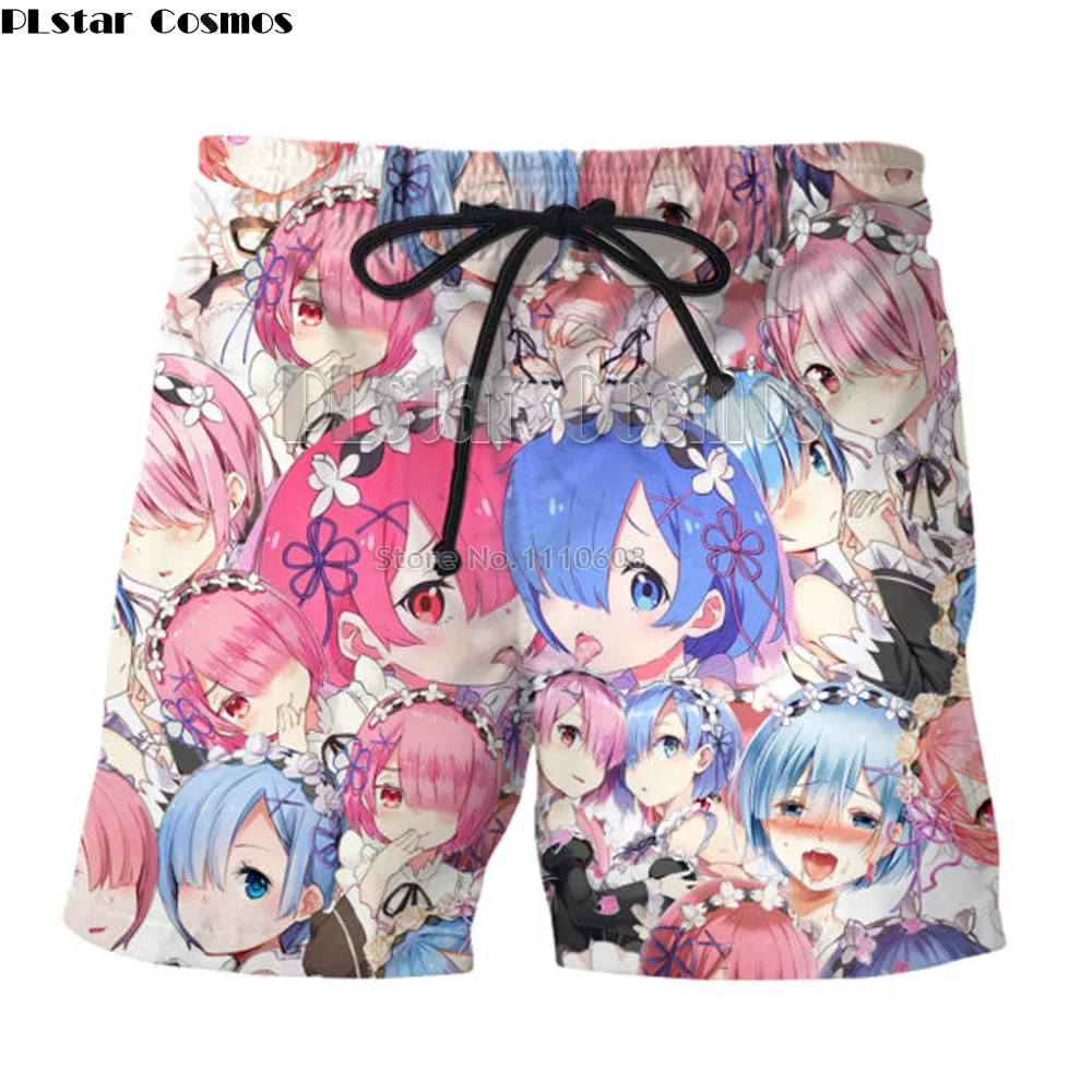  Anime Zero Ram Rem Board Shorts Anime Swimwear Quick Drying Swimsuits Male Anime Beach Boxer Trunks