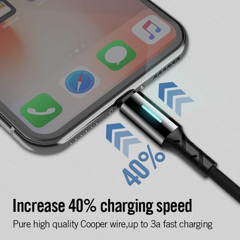 Coolreall LED الإضاءة كابل الشاحن لباد سريع شحن كابل الشاحن المحمول الهاتف كابل بيانات usb ل فون X 8 7 كابل يو اس بي