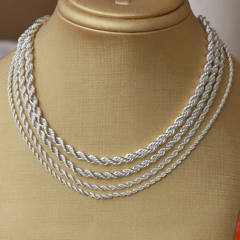Free Shipping Wholesale S925 Silver Plated Necklace Twist
