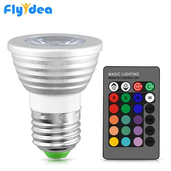 

RGB bulb E27 E14 MR16 GU10 16 Color Magic LED Spotlight 110V 220V 12V holiday Dimmable Stage Light + 24key IR Remote Control