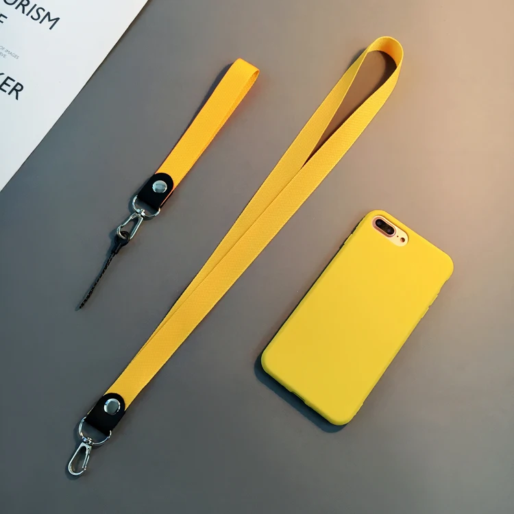 Силиконовый чехол для телефона из ТПУ для iphone 7plus 6 6s 6plus 7 8 8plus матовый однотонный силиконовый чехол для iphone XS MAX XR с ремешком - Цвет: yellow