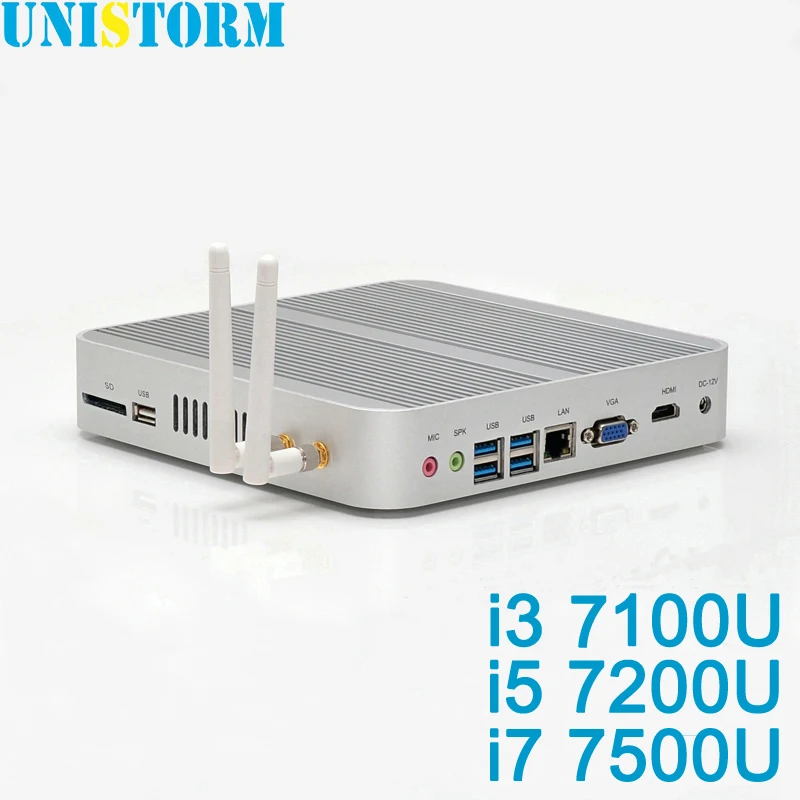 Intel 7th Gen Kaby Lake Mini PC Windows 10 i3 7100U i5 7200U i7 7500U Безвентиляторный Компьютер 4K HD Graphics 620 300M