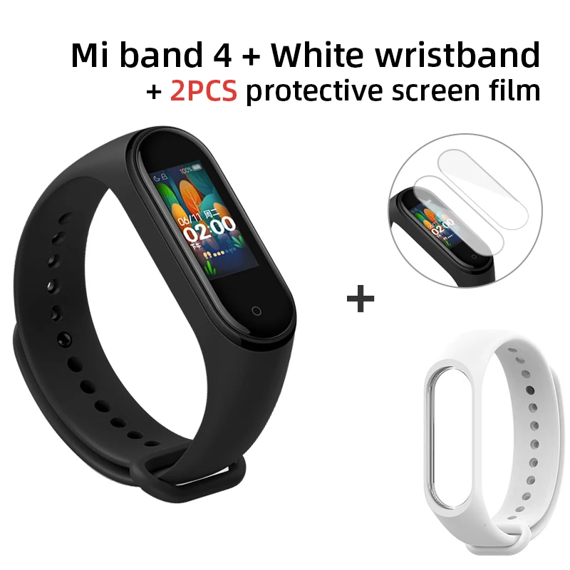 Глобальная версия Xiaomi Mi Band 4 умный Браслет пульсометр фитнес Bluetooth 5,0 135 мАч цветной экран часы - Цвет: Band 4 add white