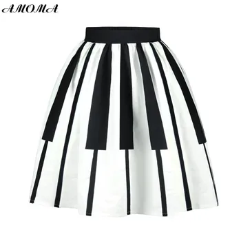

AMOMA Women 3D Print Ball Gown Casual Colorful Skirt Piano