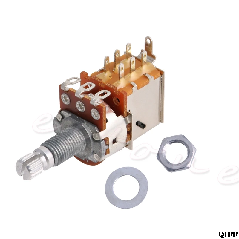 

A500K Potentiometer Push Pull Switch Splined DPDT Pot Shaft18mm Electric Guitar Tone Volume Parts MAR28