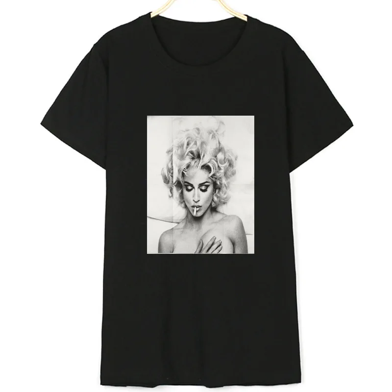 

New Summer Men/Women's Short Sleeve T Shirt Sexy Marilyn Monroe Finger T-Shirt Fashion Star Print Shirts Casual Galaxy Tee Tops