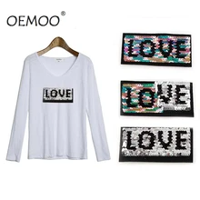 Love Heart  Reversible Change Color Sequins Sew On Patches For Clothes DIY Patch Applique Bag Clothing Coat Sweater Crafts 1pc