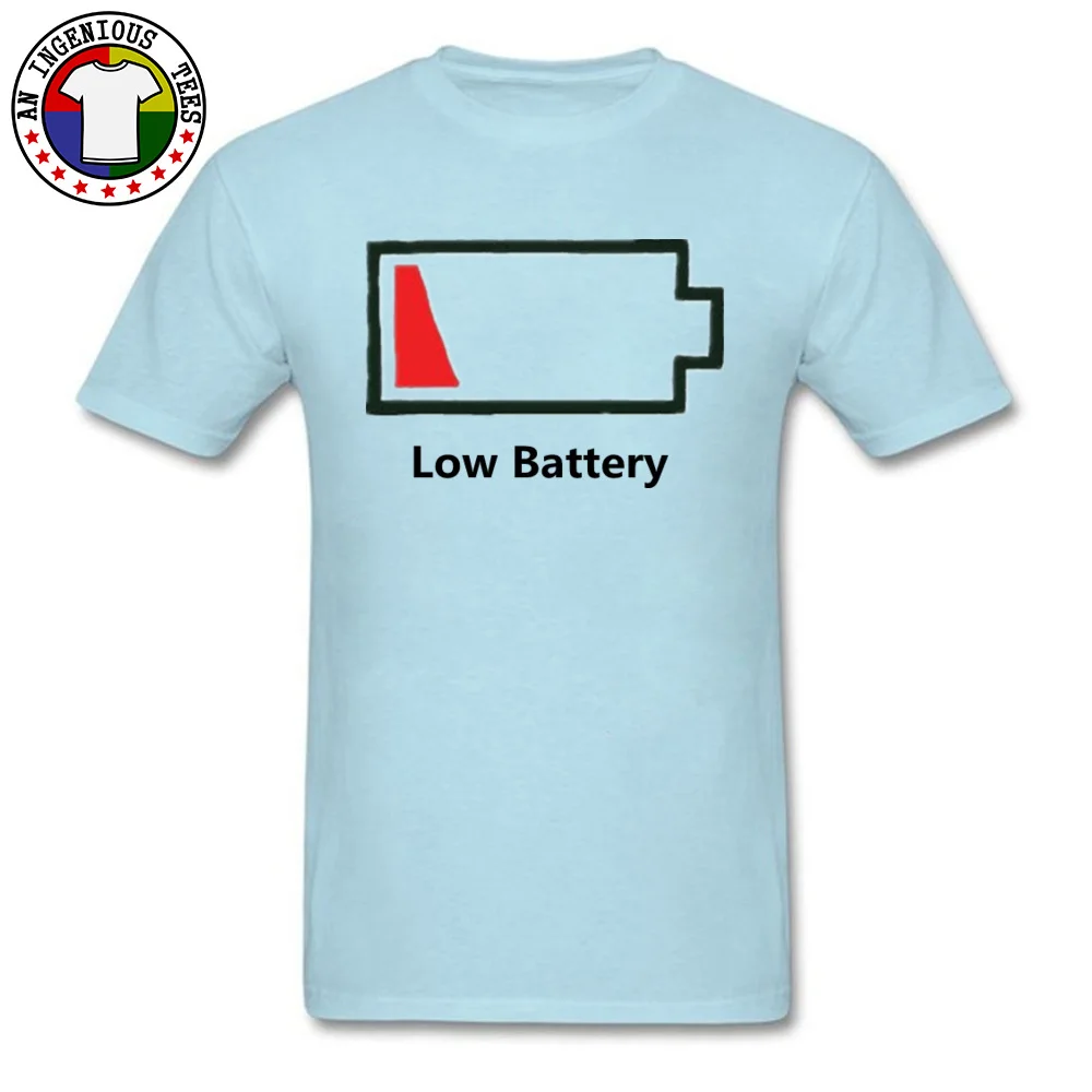 Short Sleeve Tops T Shirt Round Collar 100% Cotton Fabric Youth T-Shirt BATTERY LOW Red Summer Tshirts 2018 Newest BATTERY LOW Red light