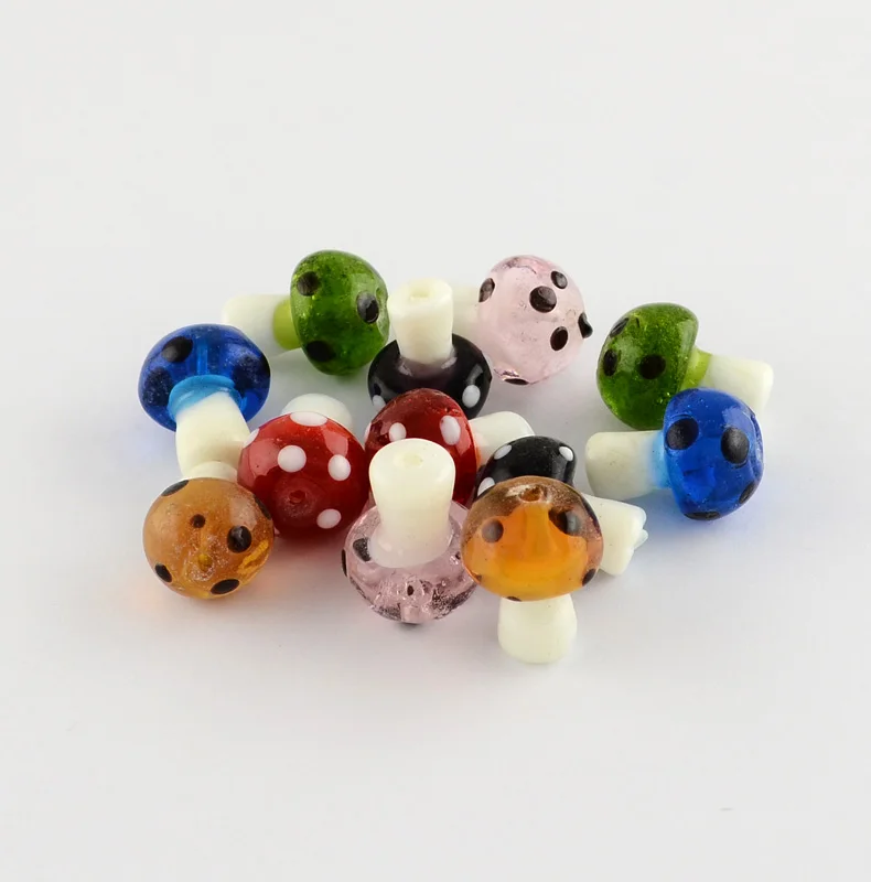 Pandahall 100 шт. ручной работы гриб смешанный цвет Lampwork бусины DIY ювелирных интимные Аксессуары Поиск для ожерелья браслеты оптовая продажа