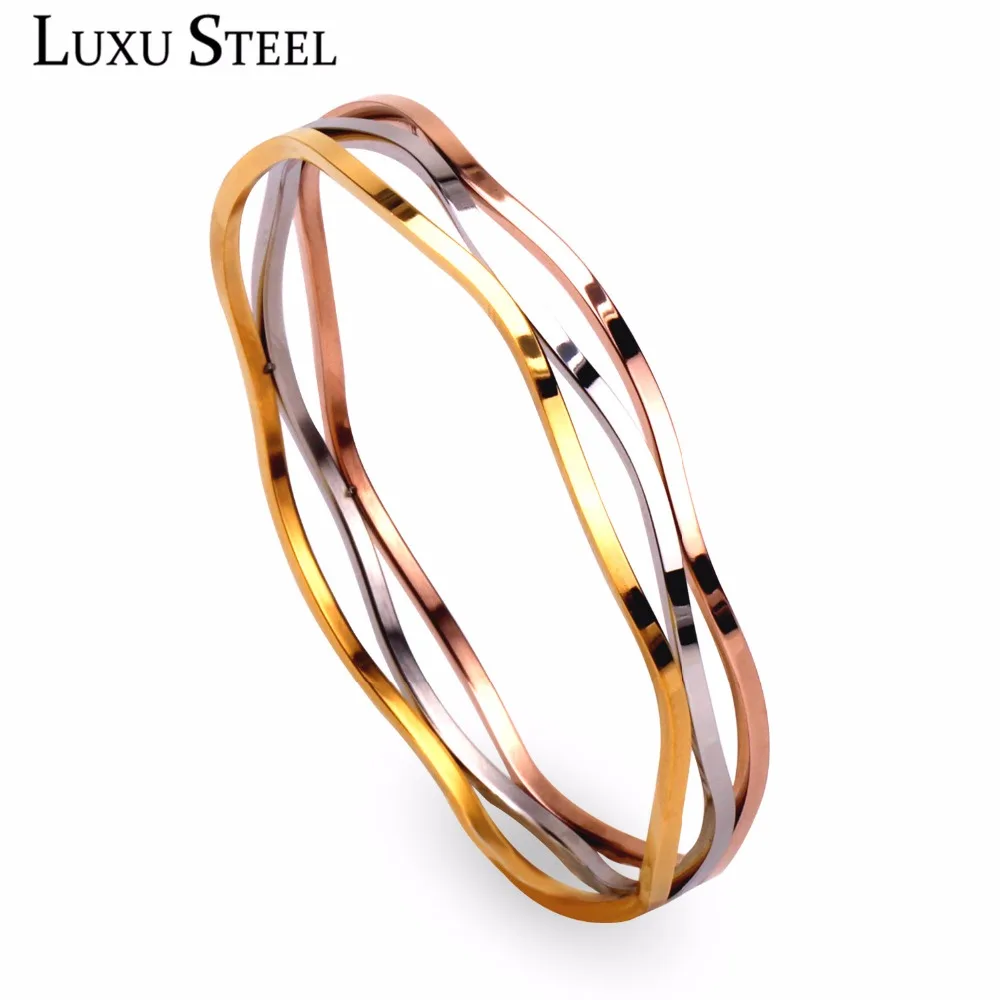 Многослойные браслеты LUXUSTEEL из нержавеющей стали в стиле панк с отверстиями