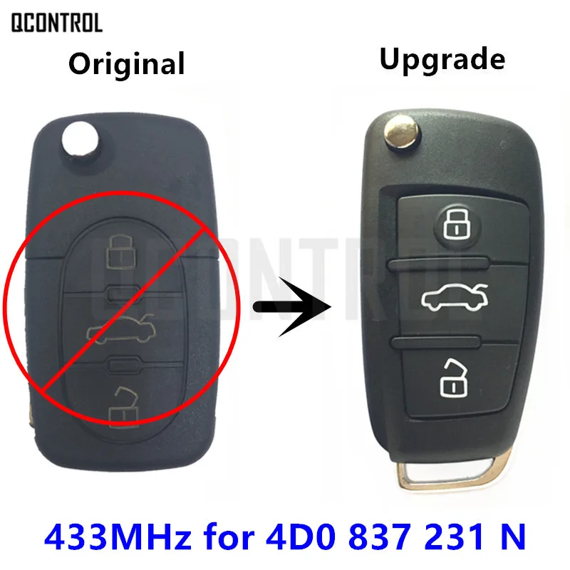 QCONTROL 4D0 837 231 N дистанционный ключ для AUDI 4D0837231N для A3 A4 A6 A8 RS4 TT Allroad Quttro RS4 дверной замок 433,92 МГц ID48 пустой