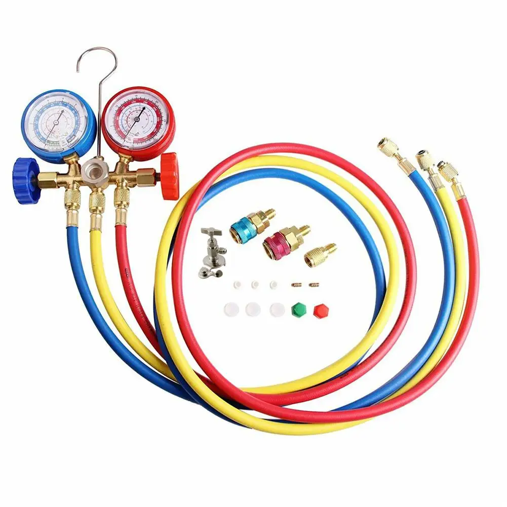 

AC Diagnostic Manifold Freon Gauge Set Air Conditioning Tool For R134A R12 R22 R502 Refrigerants