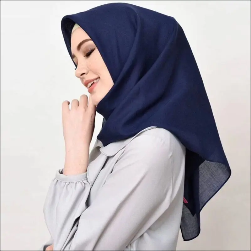 

100x100CM Women Unisex Lightweight Voile Muslim Hijab Solid Color Square Scarf Shawl Islamic Turban Head Random Delivery