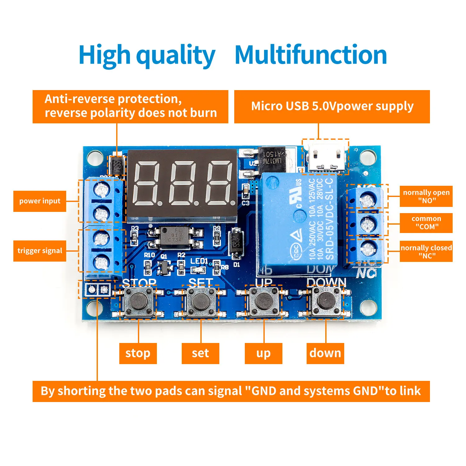 

6-30V Relay Module Switch Trigger Time Delay Circuit Timer Cycle Adjustable R06 Drop Ship