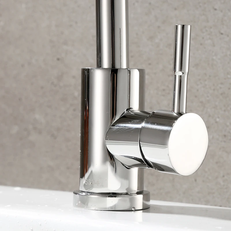 Смеситель из нержавеющей стали для раковины ванной комнаты, вращающийся кухонный смеситель, поворотный кран с одной ручкой, кран для