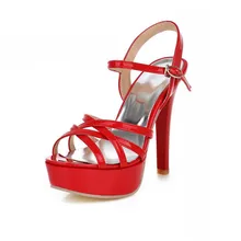 HEIßER 2015new sommer dünne Hohe absätze Öffnen Zehe Frauen Pumpen plattformen Hochzeit und club party schuhe PU sandalen Hochhackige schuhe