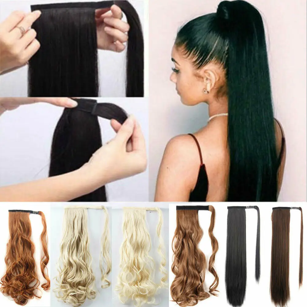 

New Wrap Around Clip In on Ponytail Hair Extensions piece real natural Ponytail