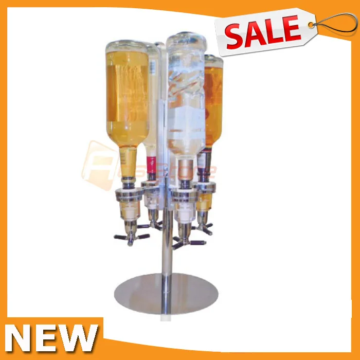 

New 4-Bottle Aluminum Alloy Bar Butler Wall Mounted 6 Shot Dispenser Barware Set Wine Whisky Holders And Racks