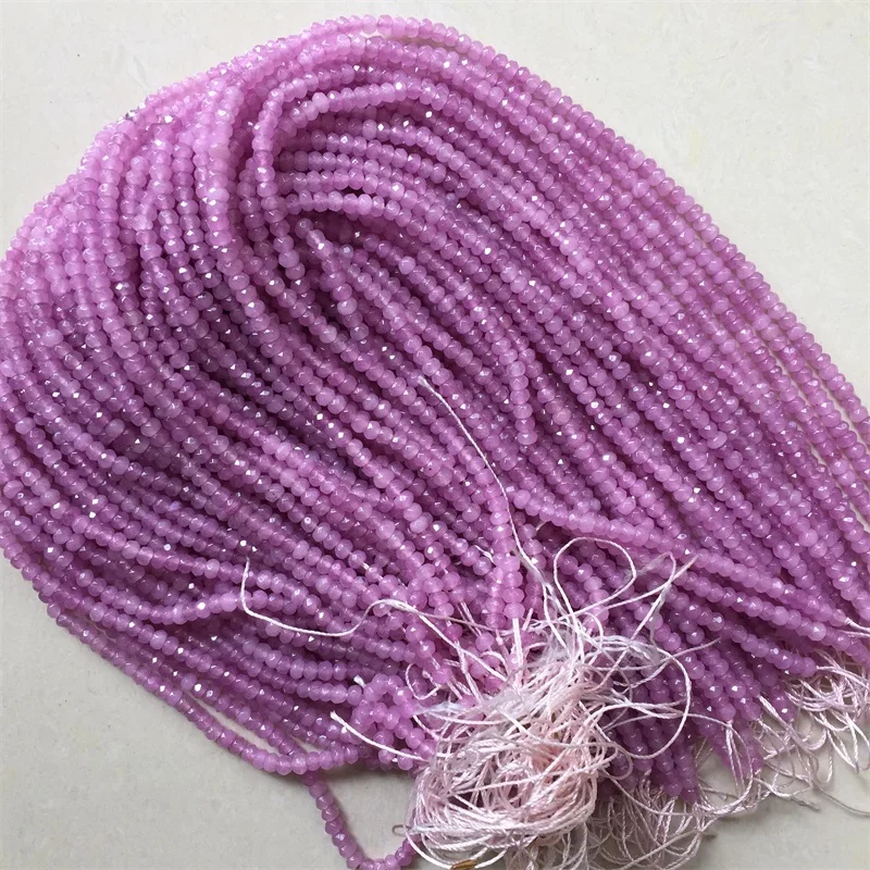 

Lavender Natural Stone Carved Abacus Wheel Shining 3*4mm Faceted Football Beads Round Crafts Beads for Jewelry Making Wholesale