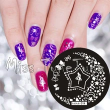 New Stamping Plate hehe14 Stars Bowknots Bling Girlish Nail Art Stamp Template Image Transfer Stamp
