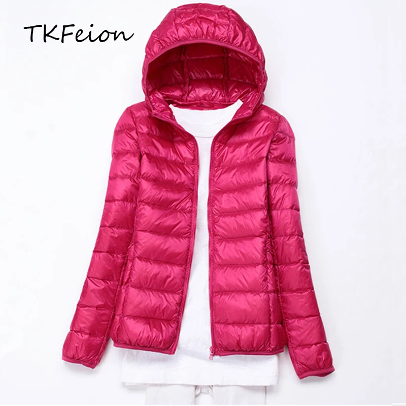 

Female Jacket Autumn Winter 2019 Womens Warm Duck Down Hooded Coat Lightweight Slim Overcoats Plus Size 5XL 6XL 7XL for 90-115kg