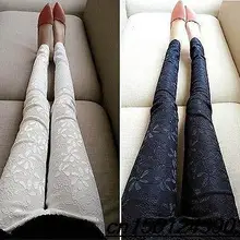 Новинка женские кружевные вязанные крючком леггинсы повседневные женские Стрейчевые вышитые узкие брюки размера плюс