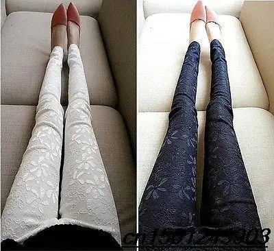 

New 2015 Women Lace Crochet Leggings Casual Ladies Stretch Embroidered Pencil Pants Plus Size