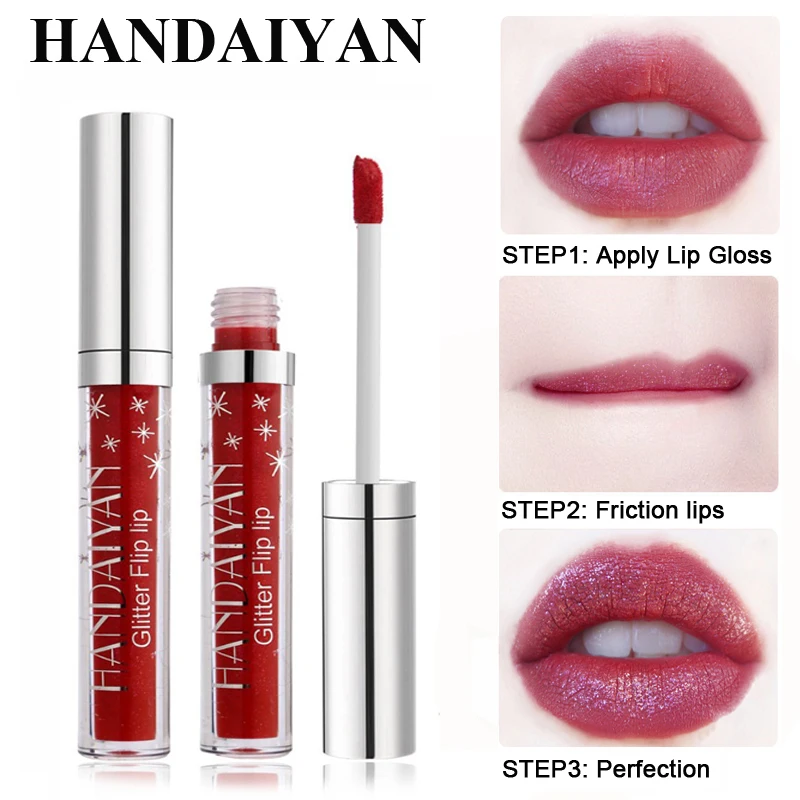 Glitter Lip Gloss Metallic Lips Tint Batom Diamond Shimmer Lip Stain Makeup 7 Colors Liquid Lipstick Lip Plumper Gloss Maquiagem