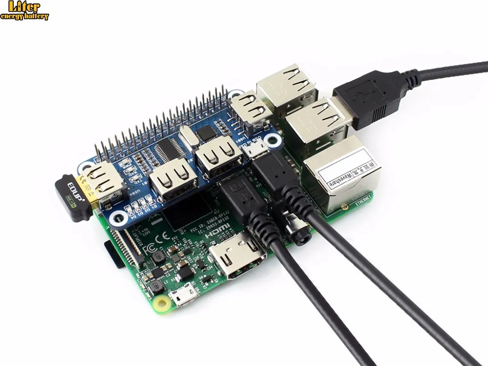 Waveshare 4-портовая стандартная шляпа для RPi Zero / W/B + /2B /3B USB-UART последовательной