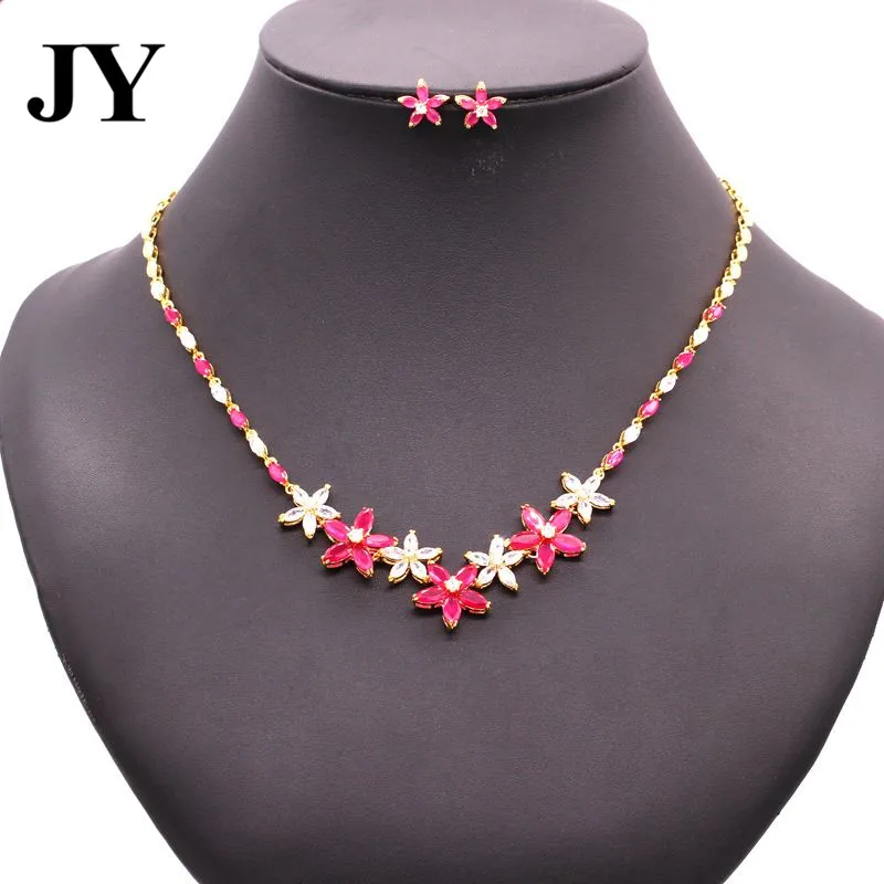 

JY New Arrival Gold Color Silver Color Luxury Charm Jewelry Sets For Women Party Earring Elegant Necklace Woman Best Love Gift