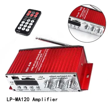 

Hi-Fi LED Stereo Connection RCA Amp Radio Remote Control Car Audio Speaker 12V Mini LP-MA120 Amplifier Red Digital MP3/USB/SD
